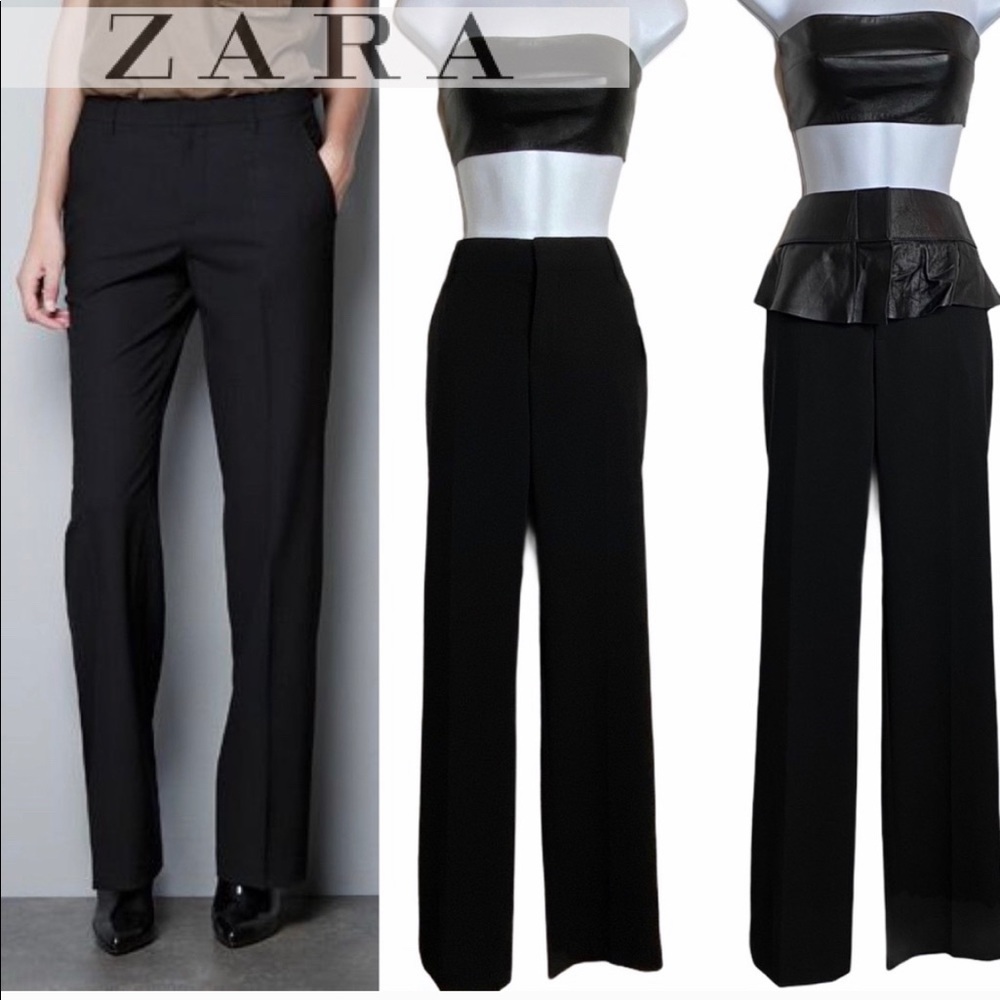 Black Zara Women Straight Leg Trousers Size 2 NWT